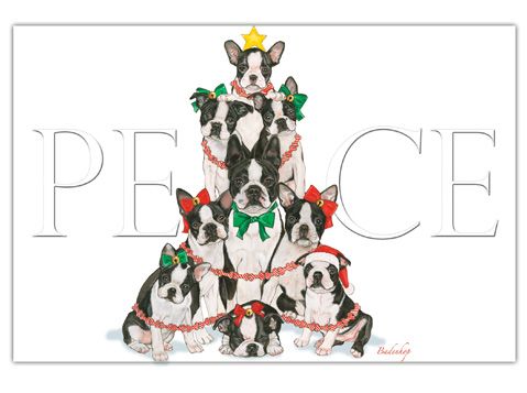 Boston Terrier Christmas Cards Set of 10 cards & 10 envelopes