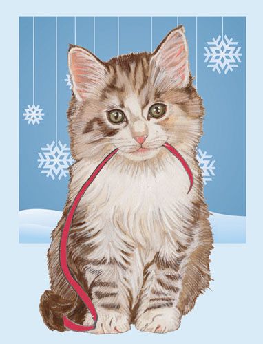 Cat Tabby Christmas Cards Set of 10 cards & 10 envelopes