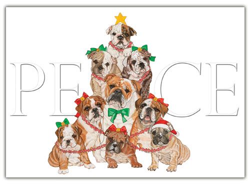 Bulldog Christmas Cards Set of 10 cards & 10 envelopes