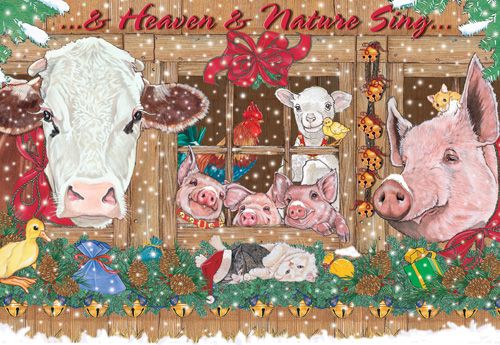 Barnyard Farm Animals Christmas Cards Set of 10 cards & 10 envelopes