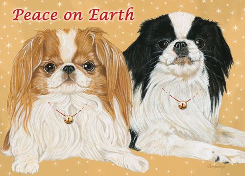 Japanese Chin Christmas Cards Set of 10 cards & 10 envelopes