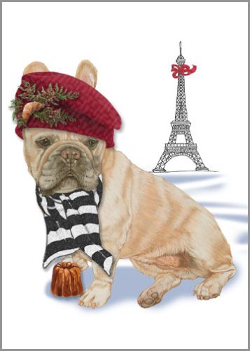 French Bulldog in Paris Christmas Cards Set of 10 cards and 10 envelopes