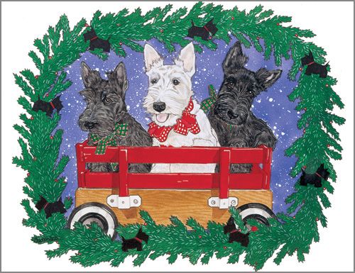 Scottish Terrier Scottie Dog Christmas Cards Set of 10 cards & 10 envelopes