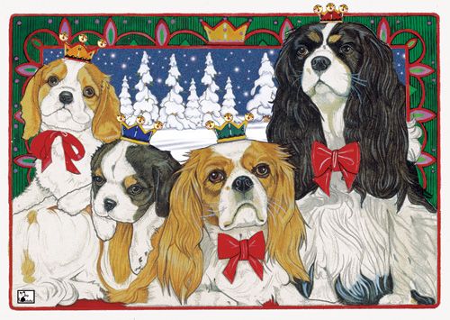 Cavalier King Charles Christmas Cards Set of 10 cards & 10 envelopes