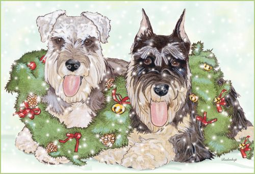 Schnauzer Miniature Schnauzer Dog Christmas Cards Set of 10 cards & 10 envelopes