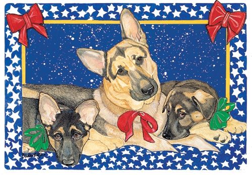 German Shepherd Christmas Card 5 x 7 with Envelope
