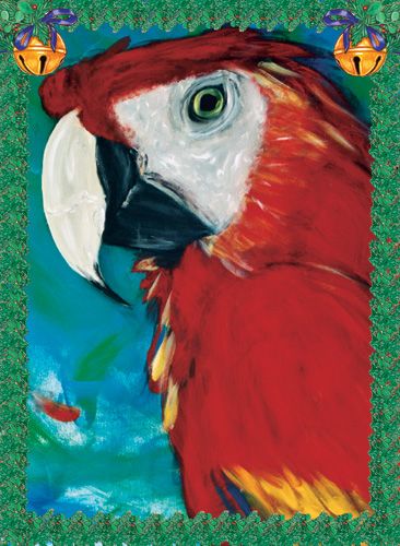Macaw Parrot Christmas Cards 10 cards & 10 envelopes