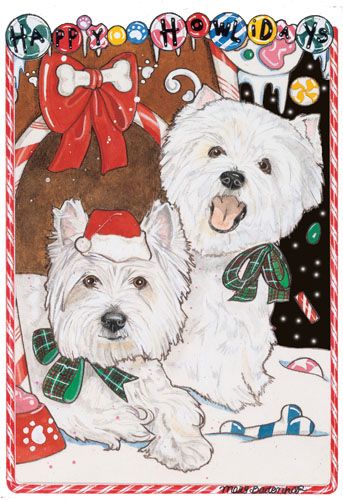 Westie West Highland Terrier Christmas Cards Set of 10 cards & 10 envelopes