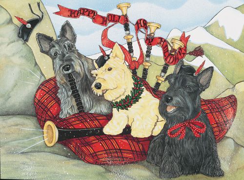 Scottish Terrier Scottie Dog Christmas Cards Set of 10 cards & 10 envelopes