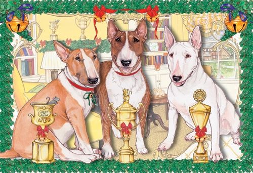 Bull Terrier Christmas Card 5 x 7 with envelope 