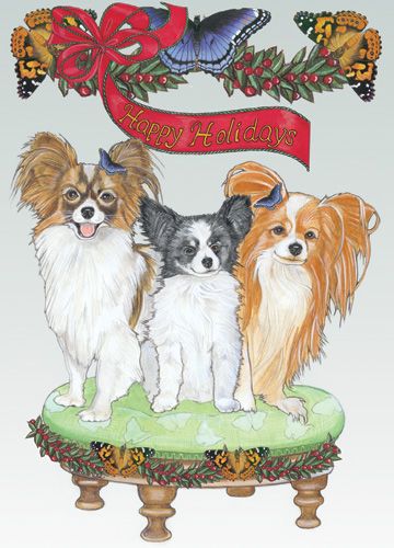 Papillon Christmas Cards Set of 10 cards & 10 envelopes