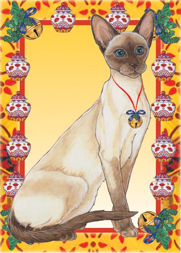 Siamese Cat Christmas Cards Set of 10 cards & 10 envelopes