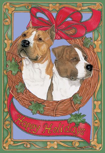 American Staffordshire Terrier Amstaff Dog Christmas Cards Set of 10 cards & 10 envelopes