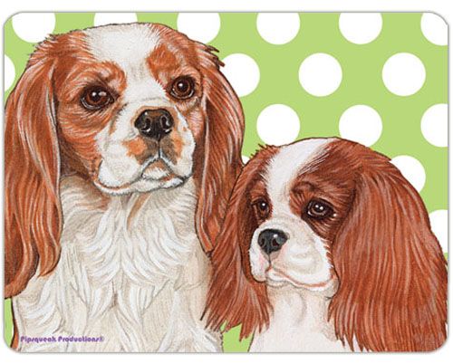 Cavalier King Charles Mom and Pup Cutting Board Tempered Glass 8" x 10"