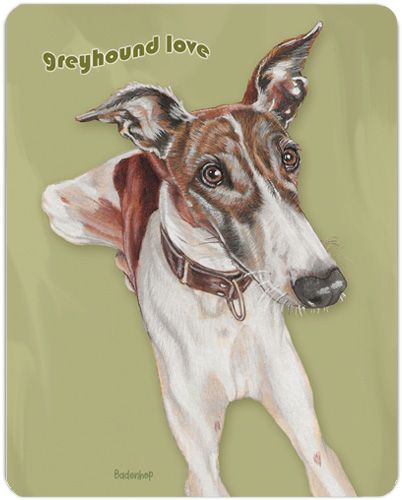 Greyhound Brindle and White Cutting Board Tempered Glass 11.5" x 15.5"