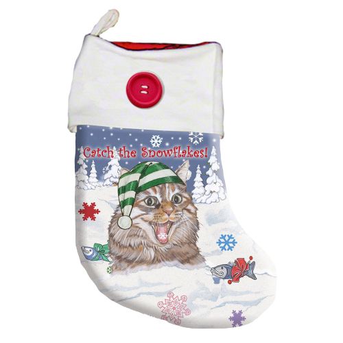 Cat Tabby Snowflake Christmas Stocking