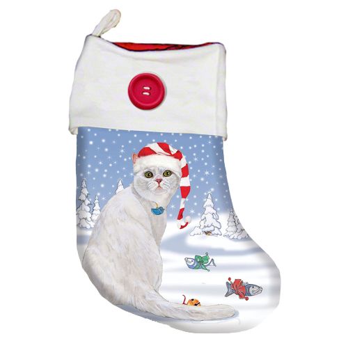 White Cat Christmas Stocking