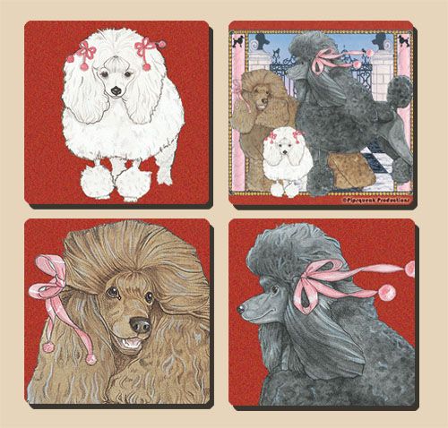 Poodle Rubber Coasters Set of 4