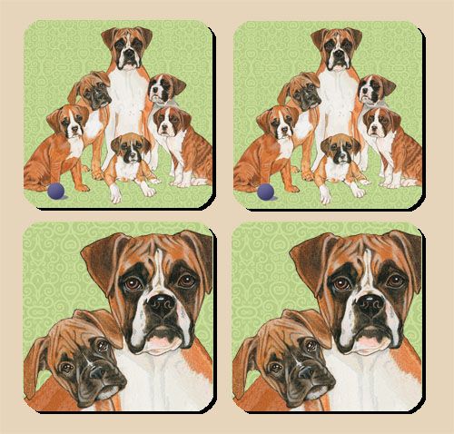 Boxer Rubber Coasters Set of 4