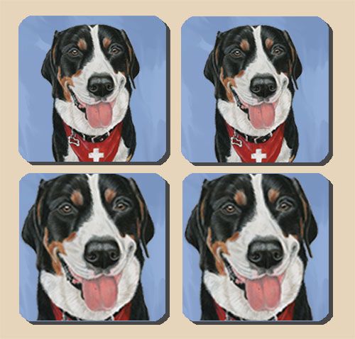 Greater Swiss Mountain Dog Rubber Coasters Set of 4