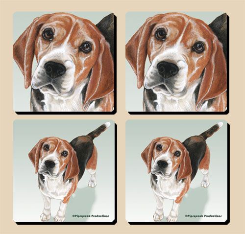 Beagle Rubber Coasters Set of 4