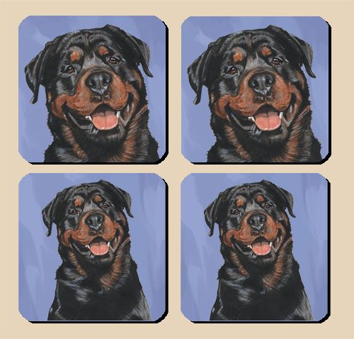 Rottweiler Rubber Coasters Set of 4