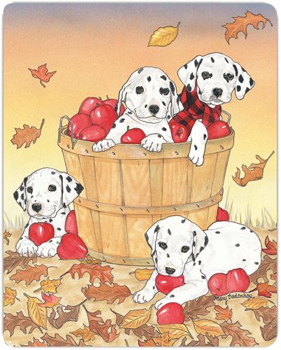 Dalmatian with Apples Cutting Board Tempered Glass 8" x 11"