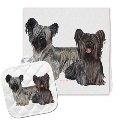Skye Terrier Kitchen Dish Towel and Pot Holder Gift Set