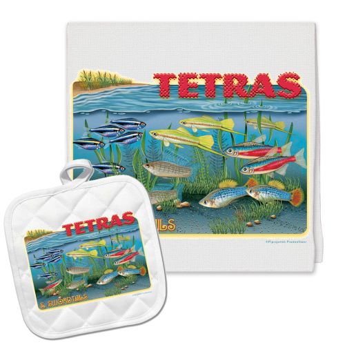 Tetra Fish Kitchen Dish Towel and Pot Holder Gift Set