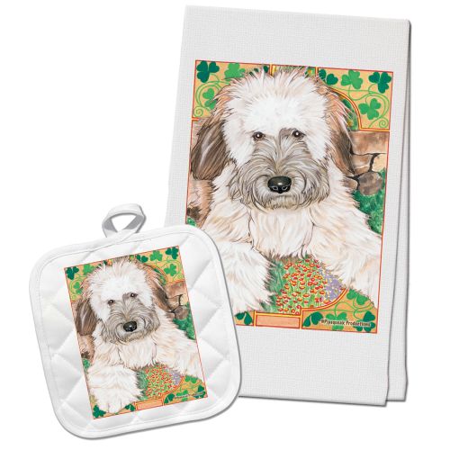Wheaten Terrier Kitchen Dish Towel and Pot Holder Gift Set