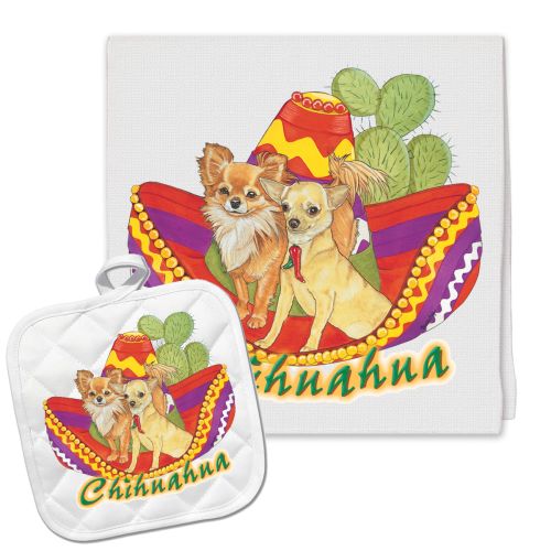 Chihuahua Kitchen Dish Towel and Pot Holder Gift Set