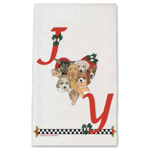 Dogs and Cats Holiday Heart Christmas Kitchen Towel Holiday Pet Gifts