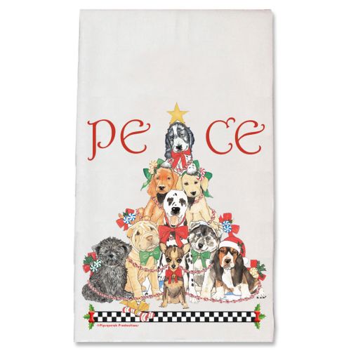 Dogs O'Christmas Peace Tree Christmas Kitchen Towel Holiday Pet Gifts