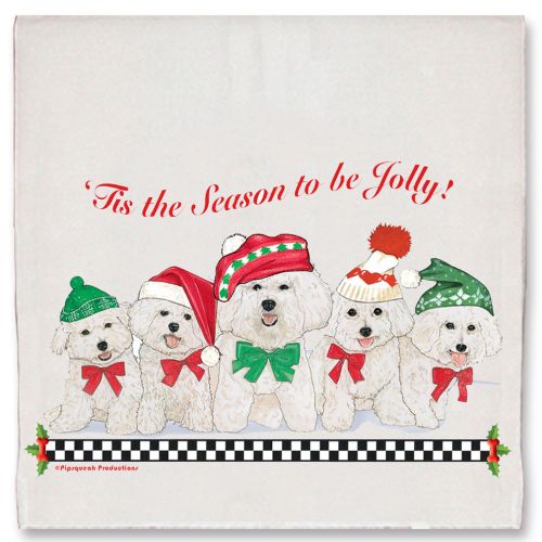 Bichon Frise Snow Bunnies Christmas Kitchen Towel Holiday Pet Gifts