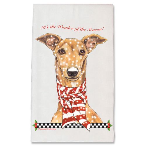 Greyhound Fawn Christmas Kitchen Towel Holiday Pet Gifts