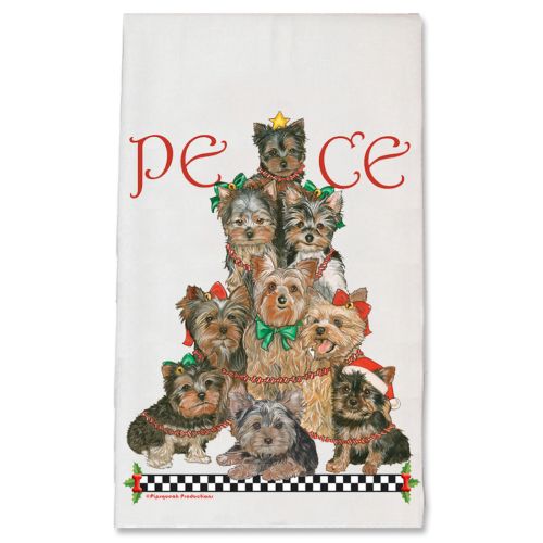 Yorkshire Terrier Yorkie Dog Peace Tree Christmas Kitchen Towel Holiday Pet Gifts