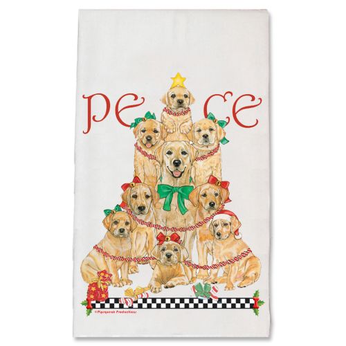 Labrador Yellow Lab Peace Tree Christmas Kitchen Towel Holiday Pet Gifts