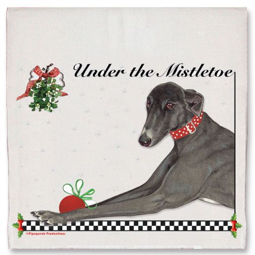 Greyhound Black Greyhound Under the Mistletoe Christmas Kitchen Towel Holiday Pet Gifts