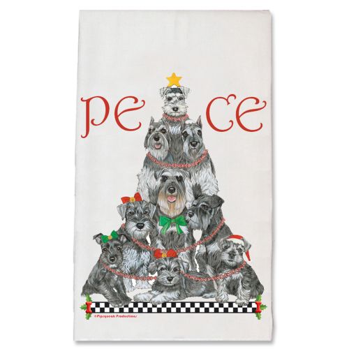 Schnauzer Peace Tree Christmas Kitchen Towel Holiday Pet Gifts