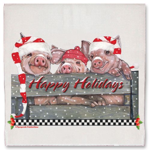 Piglets Farm Christmas Kitchen Towel Holiday Pet Gifts
