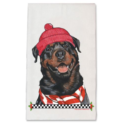 Rottweiler Rottie Christmas Kitchen Towel Holiday Pet Gifts