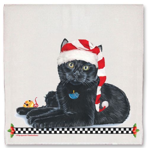 Black Cat Christmas Kitchen Towel Holiday Pet Gifts