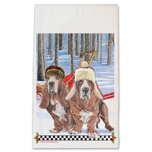 Basset Hound Holiday Trail Christmas Kitchen Towel Pet Gift