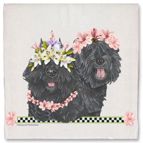 Bouvier des Flandres Dog Floral Kitchen Dish Towel Pet Gift