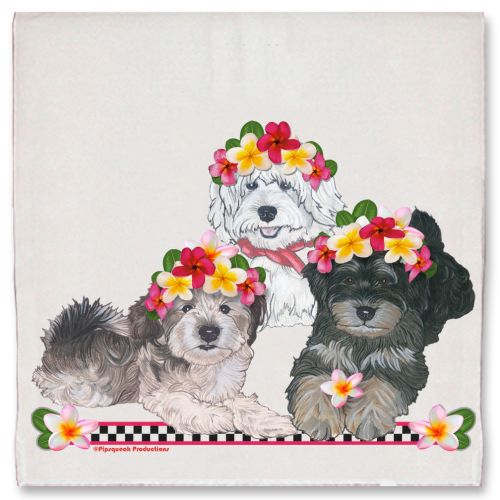 Havanese Dog Floral Kitchen Dish Towel Pet Gift