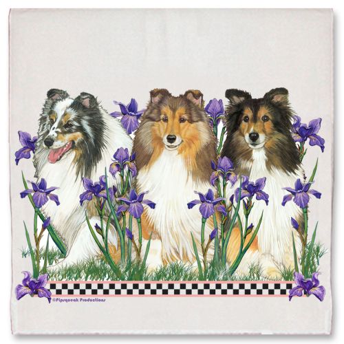 Shetland Sheepdog Sheltie Dog Floral Kitchen Dish Towel Pet Gift