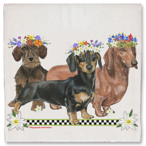 Dachshund Dog Floral Kitchen Dish Towel Pet Gift