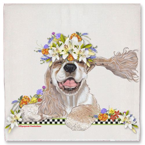 Cocker Spaniel Dog Floral Kitchen Dish Towel Pet Gift