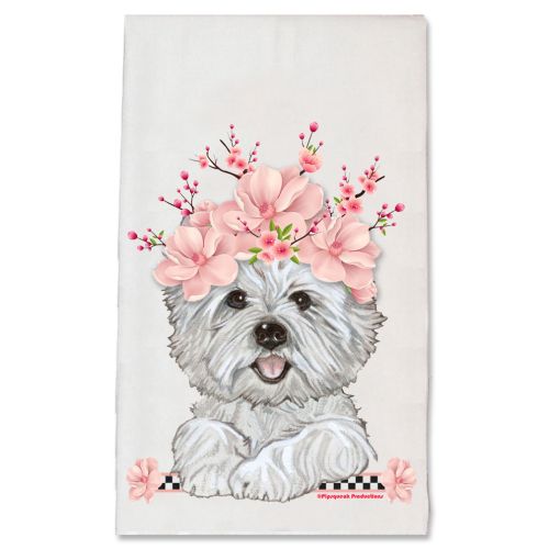 West Highland Terrier Westie Dog Floral Kitchen Dish Towel Pet Gift