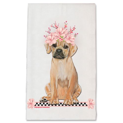 Puggle Dog Floral Kitchen Dish Towel Pet Gift